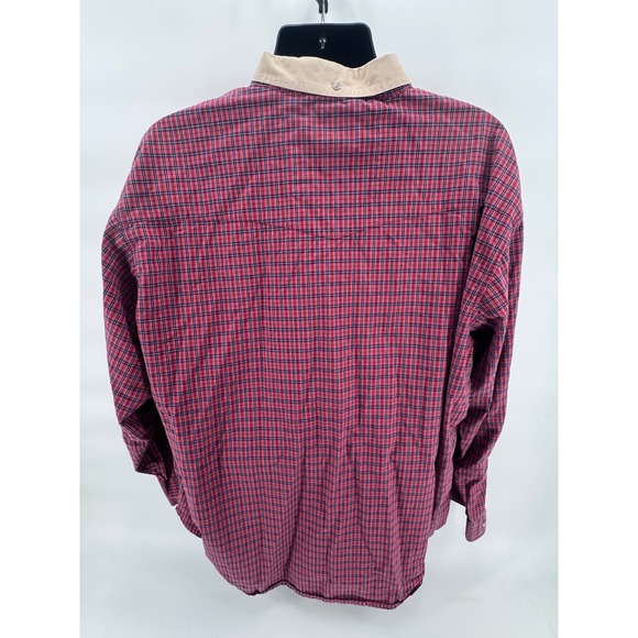 Wrangler PBR Men's Red Plaid Long Sleeve Button Up  with Embroidered Logo Sz 2XL - Picture 3 of 6